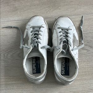 Golden Goose White and Gray Superstar Sneakers